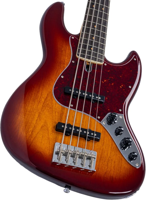 Sire - Sire V7 Vintage New Gen 5-String Jazz Bass Guitar with Marcus Vintage-J Revolution Pickups, Tobacco Sunburst #V7-VINALDER-5-NEWGEN-TS