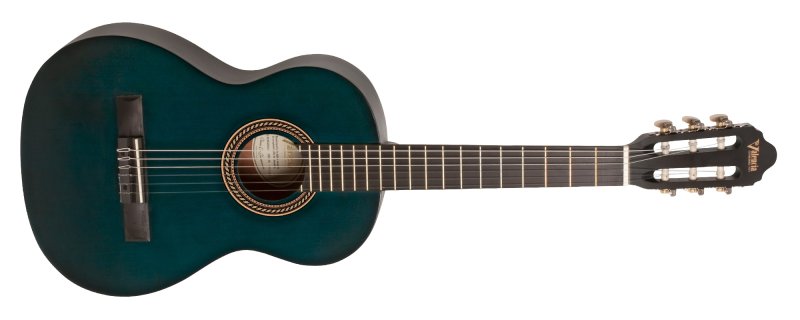 Valencia - 200 Series 3/4 Classical Acoustic Guitar, Transparent Blue Satin #VC203-TBU