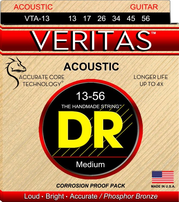 DR - Veritas Acoustic Guitar Strings, Medium (13-56) #VTA-13