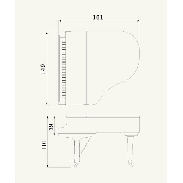 Yamaha C1X - Grand Piano - Polished Ebony dimensions