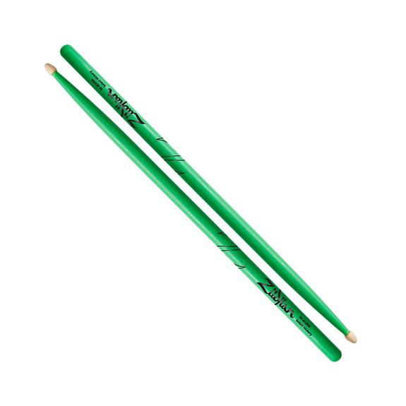 Zildjian - 5A Acorn Tip Hickory Drumsticks, Neon Green #Z5AACDGG