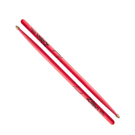 Zildjian - 5A Acorn Tip Hickory Drumsticks, Neon Pink #Z5AACDGP