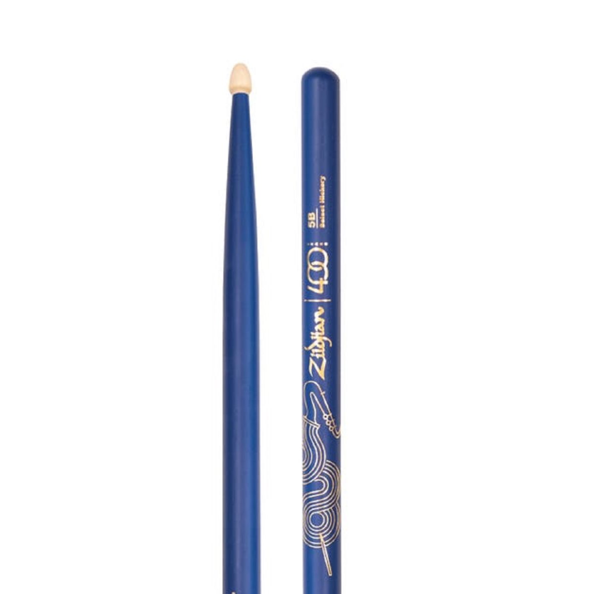 Zildjian - Limited Edition 400th Anniversary 5B Acorn Tip Blue Drumsticks Tip End